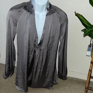 ZARA BASIC GREY SILK SHIRT SMALL